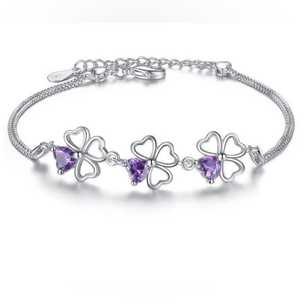Purple Heart Clovers Bracelet